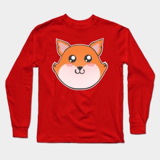 Cute Fox Smiling Face Long Sleeve T-Shirt